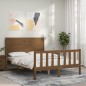 vidaXL Estructura cama y cabecero madera maciza marrón miel 120x200 cm