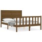 vidaXL Estructura cama y cabecero madera maciza marrón miel 120x200 cm