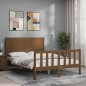 vidaXL Estructura cama y cabecero madera maciza marrón miel 120x200 cm