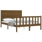 vidaXL Estructura cama y cabecero madera maciza marrón miel 120x200 cm