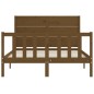 vidaXL Estructura cama y cabecero madera maciza marrón miel 120x200 cm