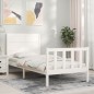 vidaXL Estructura de cama con cabecero madera maciza blanco 90x200 cm