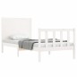 vidaXL Estructura de cama con cabecero madera maciza blanco 90x200 cm