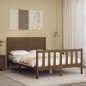 vidaXL Estructura de cama matrimonio con cabecero madera marrón miel vidaXL Estructura de cama matrimonio con cabecero madera marrón miel