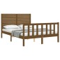vidaXL Estructura de cama matrimonio con cabecero madera marrón miel vidaXL Estructura de cama matrimonio con cabecero madera marrón miel