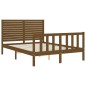 vidaXL Estructura de cama matrimonio con cabecero madera marrón miel vidaXL Estructura de cama matrimonio con cabecero madera marrón miel