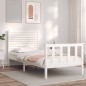 vidaXL Estructura de cama con cabecero madera maciza blanco vidaXL Estructura de cama con cabecero madera maciza blanco