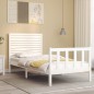 vidaXL Estructura de cama con cabecero madera maciza blanco vidaXL Estructura de cama con cabecero madera maciza blanco