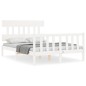 vidaXL Estructura cama de matrimonio con cabecero madera maciza blanco vidaXL Estructura cama de matrimonio con cabecero madera maciza blanco