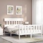 vidaXL Estructura cama de matrimonio con cabecero madera maciza blanco vidaXL Estructura cama de matrimonio con cabecero madera maciza blanco