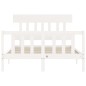 vidaXL Estructura cama de matrimonio con cabecero madera maciza blanco vidaXL Estructura cama de matrimonio con cabecero madera maciza blanco