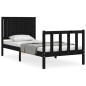 vidaXL Estructura de cama individual con cabecero madera maciza negro vidaXL Estructura de cama individual con cabecero madera maciza negro