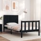 vidaXL Estructura de cama individual con cabecero madera maciza negro vidaXL Estructura de cama individual con cabecero madera maciza negro