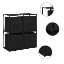 vidaXL Armario almacenaje con 4 cestas de tela acero negro 63x30x71 cm