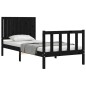 vidaXL Estructura de cama individual con cabecero madera maciza negro vidaXL Estructura de cama individual con cabecero madera maciza negro