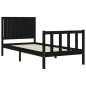 vidaXL Estructura de cama individual con cabecero madera maciza negro vidaXL Estructura de cama individual con cabecero madera maciza negro