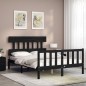 vidaXL Estructura cama de matrimonio con cabecero madera maciza negra vidaXL Estructura cama de matrimonio con cabecero madera maciza negra