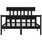 vidaXL Estructura cama de matrimonio con cabecero madera maciza negra vidaXL Estructura cama de matrimonio con cabecero madera maciza negra