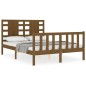 vidaXL Estructura de cama matrimonio con cabecero madera marrón miel vidaXL Estructura de cama matrimonio con cabecero madera marrón miel