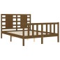 vidaXL Estructura de cama matrimonio con cabecero madera marrón miel vidaXL Estructura de cama matrimonio con cabecero madera marrón miel