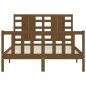 vidaXL Estructura de cama matrimonio con cabecero madera marrón miel vidaXL Estructura de cama matrimonio con cabecero madera marrón miel