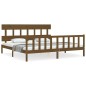 vidaXL Estructura cama y cabecero madera maciza marrón miel 200x200 cm