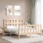vidaXL Estructura de cama de matrimonio con cabecero madera maciza vidaXL Estructura de cama de matrimonio con cabecero madera maciza