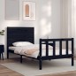 vidaXL Estructura de cama individual con cabecero madera maciza negro vidaXL Estructura de cama individual con cabecero madera maciza negro