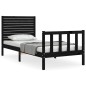 vidaXL Estructura de cama individual con cabecero madera maciza negro vidaXL Estructura de cama individual con cabecero madera maciza negro