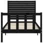 vidaXL Estructura de cama individual con cabecero madera maciza negro vidaXL Estructura de cama individual con cabecero madera maciza negro