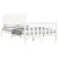 vidaXL Estructura cama de matrimonio con cabecero madera maciza blanco vidaXL Estructura cama de matrimonio con cabecero madera maciza blanco