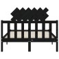 vidaXL Estructura cama de matrimonio con cabecero madera maciza negra vidaXL Estructura cama de matrimonio con cabecero madera maciza negra