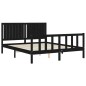 vidaXL Estructura cama de matrimonio con cabecero madera maciza negro vidaXL Estructura cama de matrimonio con cabecero madera maciza negro