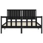 vidaXL Estructura cama de matrimonio con cabecero madera maciza negro vidaXL Estructura cama de matrimonio con cabecero madera maciza negro