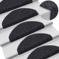 vidaXL Alfombrilla de escaleras 15 uds tela punzonada 65x21x4cm negro
