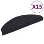 vidaXL Alfombrilla de escaleras 15 uds tela punzonada 65x21x4cm negro