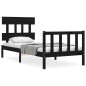 vidaXL Estructura de cama con cabecero madera maciza negro 90x200 cm vidaXL Estructura de cama con cabecero madera maciza negro 90x200 cm