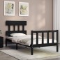 vidaXL Estructura de cama con cabecero madera maciza negro 90x200 cm vidaXL Estructura de cama con cabecero madera maciza negro 90x200 cm