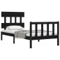 vidaXL Estructura de cama con cabecero madera maciza negro 90x200 cm vidaXL Estructura de cama con cabecero madera maciza negro 90x200 cm