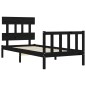 vidaXL Estructura de cama con cabecero madera maciza negro 90x200 cm vidaXL Estructura de cama con cabecero madera maciza negro 90x200 cm