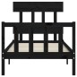 vidaXL Estructura de cama con cabecero madera maciza negro 90x200 cm vidaXL Estructura de cama con cabecero madera maciza negro 90x200 cm