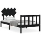 vidaXL Estructura de cama con cabecero madera maciza negro vidaXL Estructura de cama con cabecero madera maciza negro