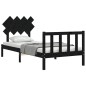 vidaXL Estructura de cama con cabecero madera maciza negro vidaXL Estructura de cama con cabecero madera maciza negro
