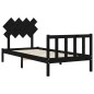 vidaXL Estructura de cama con cabecero madera maciza negro vidaXL Estructura de cama con cabecero madera maciza negro