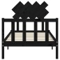 vidaXL Estructura de cama con cabecero madera maciza negro vidaXL Estructura de cama con cabecero madera maciza negro