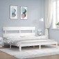 vidaXL Estructura cama de matrimonio con cabecero madera maciza blanco vidaXL Estructura cama de matrimonio con cabecero madera maciza blanco