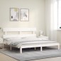 vidaXL Estructura cama de matrimonio con cabecero madera maciza blanco vidaXL Estructura cama de matrimonio con cabecero madera maciza blanco