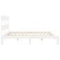 vidaXL Estructura cama de matrimonio con cabecero madera maciza blanco vidaXL Estructura cama de matrimonio con cabecero madera maciza blanco