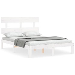 vidaXL Estructura de cama con cabecero madera maciza blanco 140x200 cm