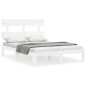 vidaXL Estructura de cama con cabecero madera maciza blanco 140x200 cm vidaXL Estructura de cama con cabecero madera maciza blanco 140x200 cm